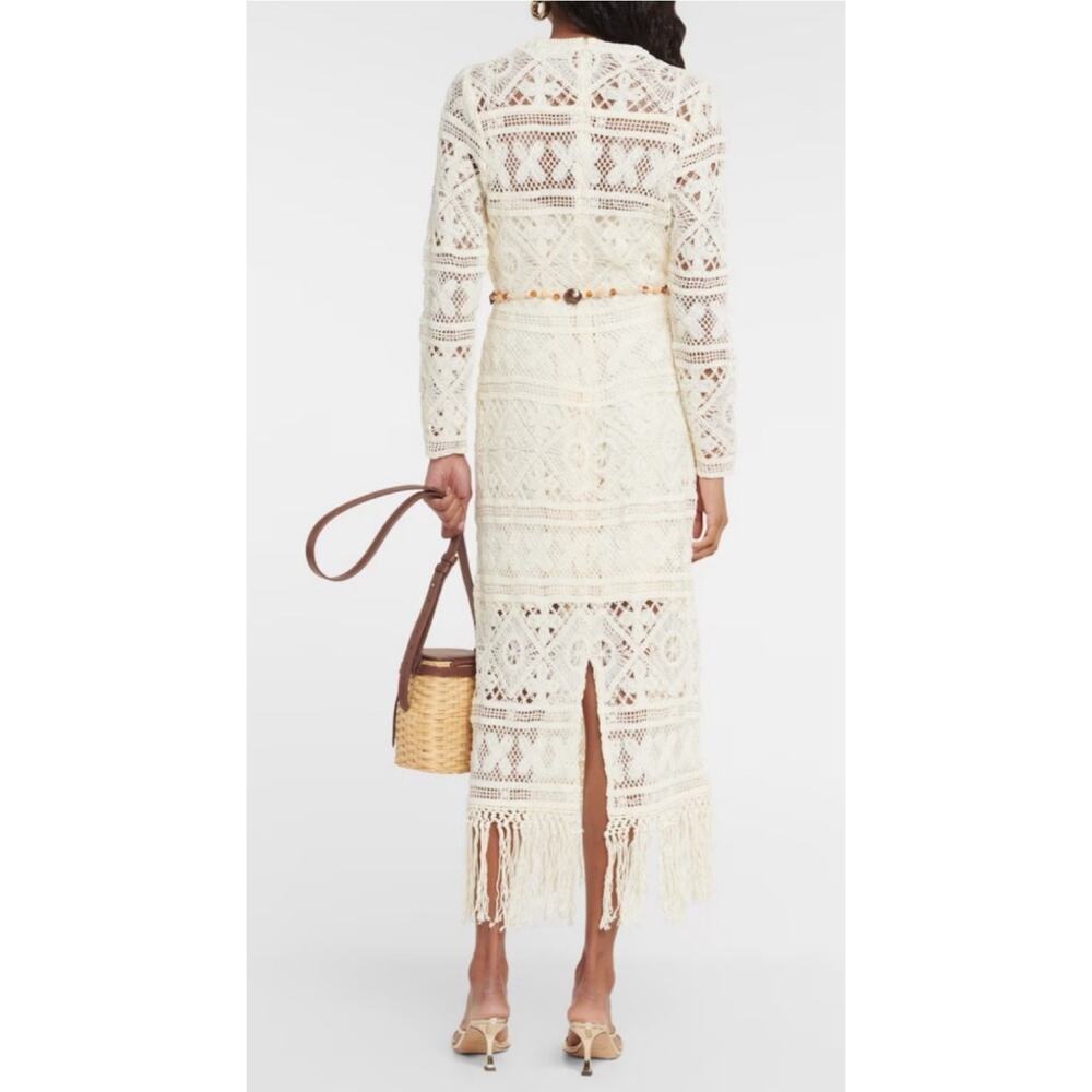 $1000 Zimmermann Cira Ribbon Lace Midi Dress Ivory US Sz 4 P Small Resort - Picture 7 of 16